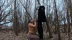 topless thick girl sucks cock in the park
