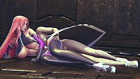 makai kishi from taimanin asagi 3 fucks tight pussy in spooning pose