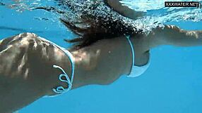 Best milf Angelica strips naked at the swimming pool