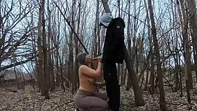 topless thick girl sucks cock in the park