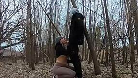 topless thick girl sucks cock in the park