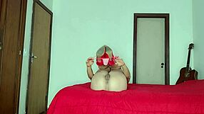 Brazilian tattooed slut masturbates wildly in intense session!