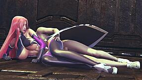 makai kishi from taimanin asagi 3 fucks tight pussy in spooning pose