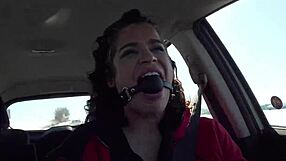 ball gagged slut flashing in public