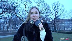 Немецкий скаут находит идеальную фитнес-модель для грубого анала на уличном кастинге