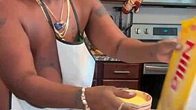 making banana pudding with bbw ebony friends at home