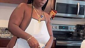 making banana pudding with bbw ebony friends at home