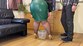 perverted stepson-in-law kneels to lick his mother-in-law's hot wet juice off the floor