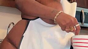 making banana pudding with bbw ebony friends at home