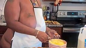 making banana pudding with bbw ebony friends at home