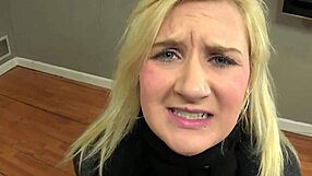 Feeling helpless giving a blowjob while tied with rope