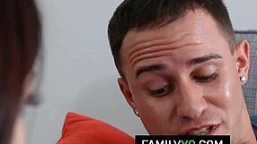 Intense slutty stepsister hailey little 18+ rides stepbrother's cock with hardcore blowjob.