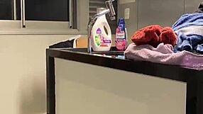 I Put The Cleaning Lady To Suck My Dick Kneeling In The Laundry Room And She Obeyed