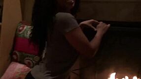 Ebony amateur rips clothes during intense striptease