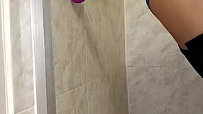 Latina Uses Dildo In Bathroom Sex