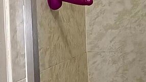 Latina Uses Dildo In Bathroom Sex