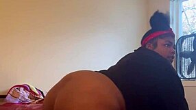 Ebony bbw pounding ends with huge bbc cumshot on her fat ass