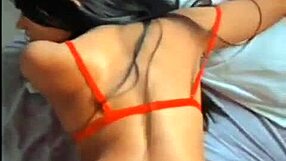 hottie in red lingerie gives hot blowjob in orgy