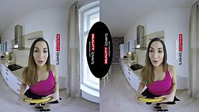 In my Latin VR, I lick her pussy and she rides me cowgirl while blowing.