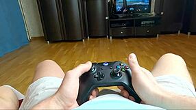 Naughty Step Sister Gives Sloppy Blowjob And Gets Oral Creampie While Stepbrother Plays Xbox!