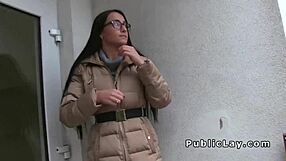 Euro Babe With Glasses Banged In Public POV Blowjob