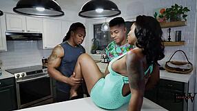 Voluptuous Ebony Wants Gangbang with Two Big Black Cocks