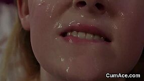 Attractive woman receives facial and consumes the semen