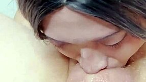 Lola savors her favorite oral activity with a big cock.