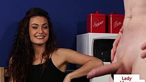 Cute Babe Spreads Legs Wide to Assist Jerking Guy Now!