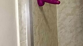 Latina Uses Dildo In Bathroom Sex