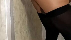 Latina Uses Dildo In Bathroom Sex