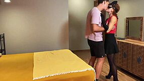 Redhead Teen in Leggings and Nylon Gloves Moans During Cumshot Fuck with Stranger After Night Club