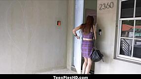 Tiny teen girlfriend Bailey Base gets creampie