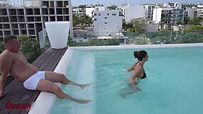 Tanned Babe Gets Creampie From Stranger, Licking And Blowjob Leading To Cumshot