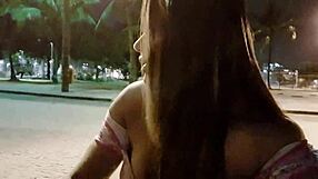 Amateur latina bent over for blowjob and sex on the beach.