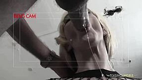 Blonde Babe in Stockings Rides Hard in Group Cowgirl Action with Epic Cumshot