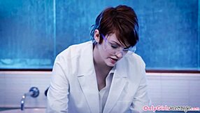 redhead doctor loves tribbing with busty client