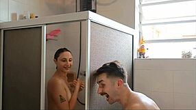 Hotwife has fun while serving her husband in the bathroom