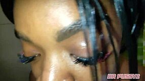 deepthroat gagging on lover’s big cock in steamy bathroom interracial action with shaved wife