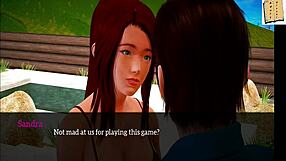 redhead teen with big tits in game