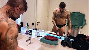 Dirty guy gets incredibly horny while bathing in the shower.