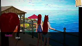 redhead teen with big tits in game