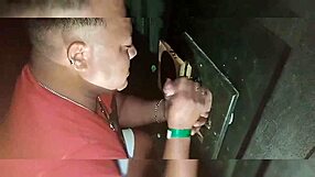 Taking a friend to the oral booth for gay encounter