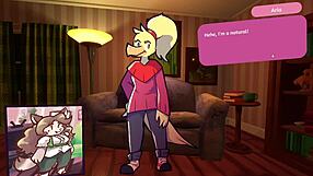 Two chicks playing poker in furry striptease game.