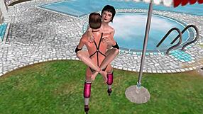 Animated 3D Lesbian Cutie Fucks Girl Hard in Unique Lifting Position