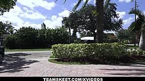 aria banks, the sexy cheerleader, sucks and rides to screaming orgasm