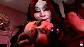 Blonde ENTERS BDSM mansion and SUCKS through glory hole