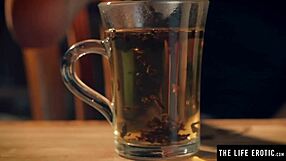 look at her smearing cream on big tits and hairy pussy!