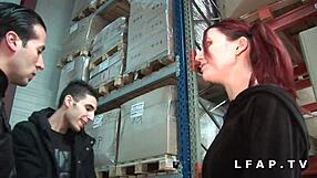 Petite 18+ Redhead Rouquine Gets Demolished By Two Guys. Covered In Cum On Tits.