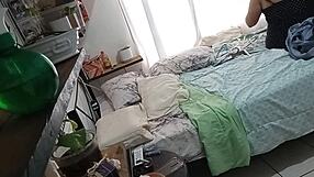 curvy milf secretly cleans her room while being watched